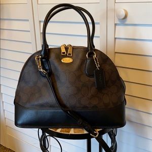SALE!!! Coach Domed Satchel w/removable strap Brn/Blk 🖤🤎